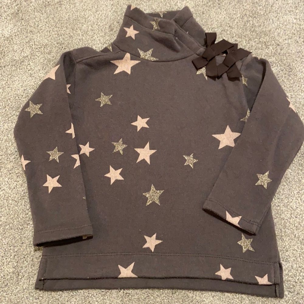 Crew Cuts sweater size 2 gray with stars bows cotton winter spring